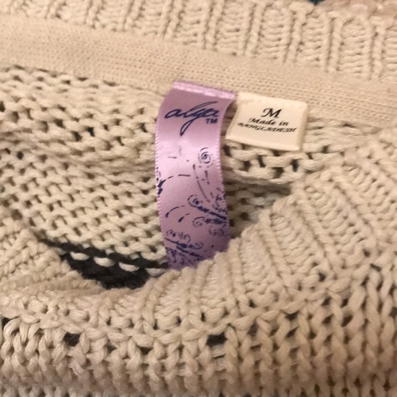 Beige Sweater with Red and Green Stripes - Picture 3 of 3